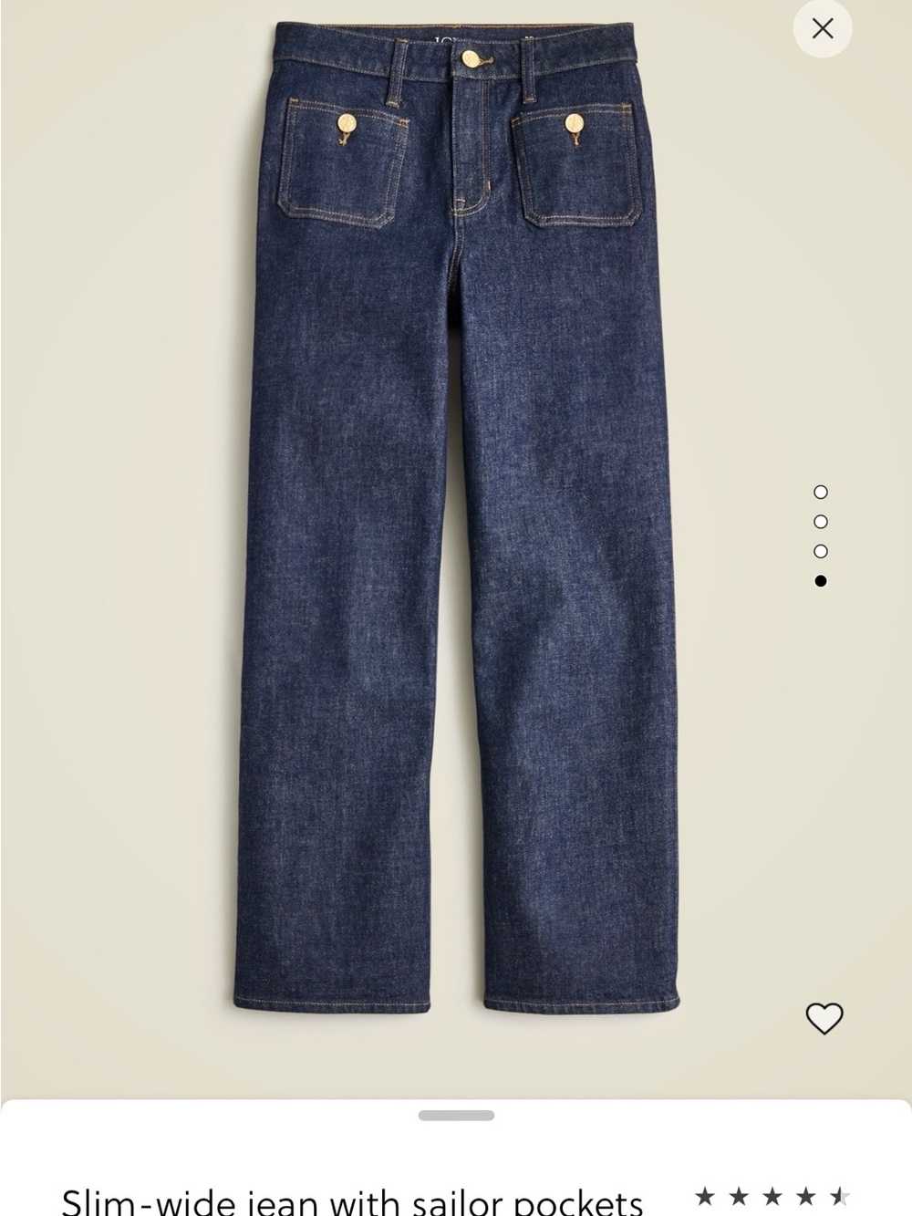 J.Crew Slim-Wide Sailor Pocket Jeans Dark Wash | 32P Petite
